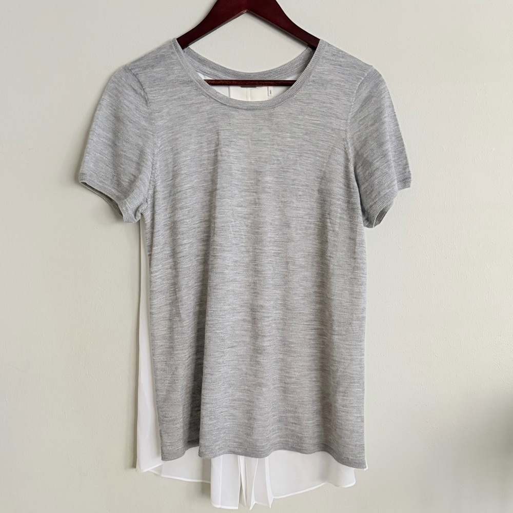 Elie Tahari | Cashmere Knit Top with Chiffon Back | Size Large